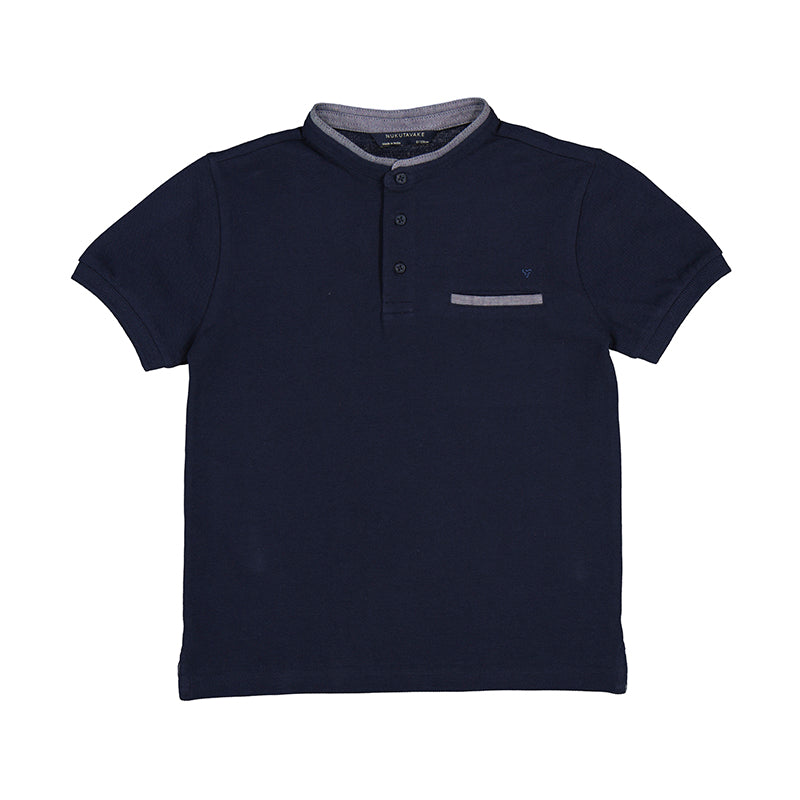 Nukutavake Boys Short Sleeve Polo with Mandarin Collar_ 6108