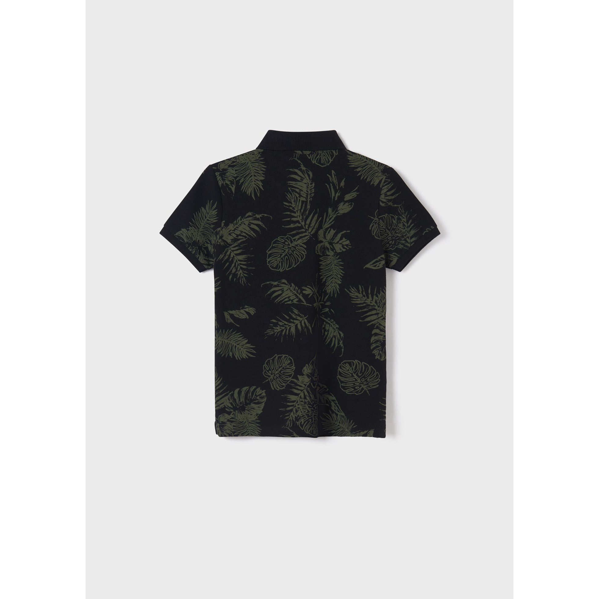 Nukutavake Short Sleeve Polo w/Leaf Pattern _Black 6106-65