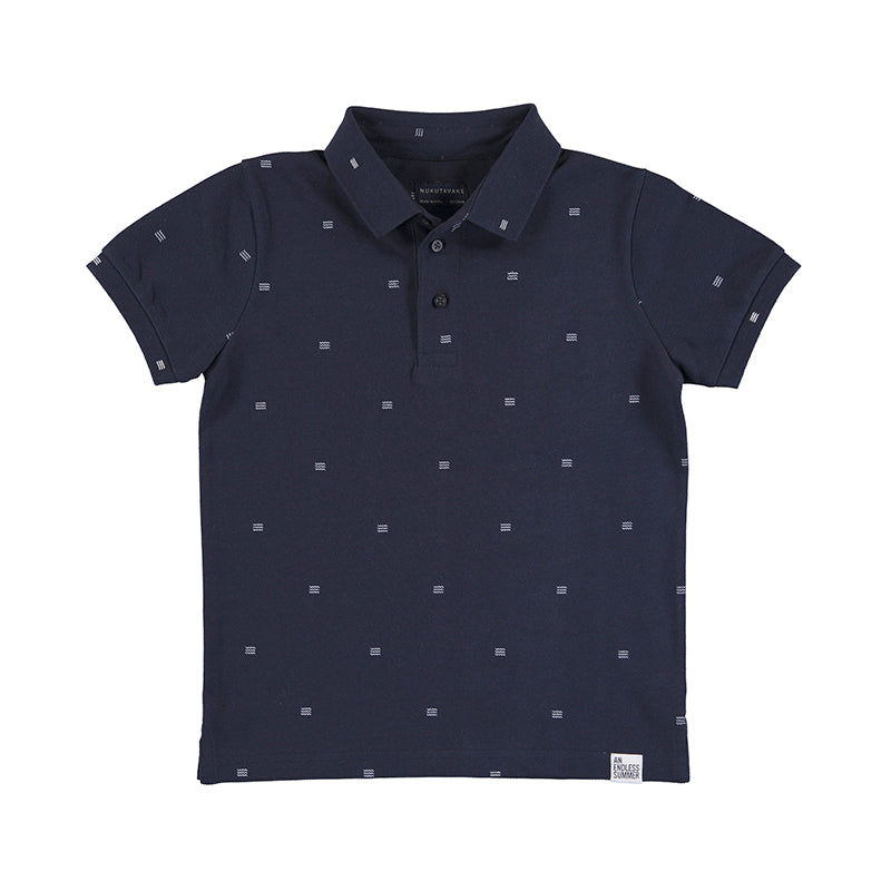 Nukutavake Short Sleeve Polo w/Wave Pattern _Navy 6108-15