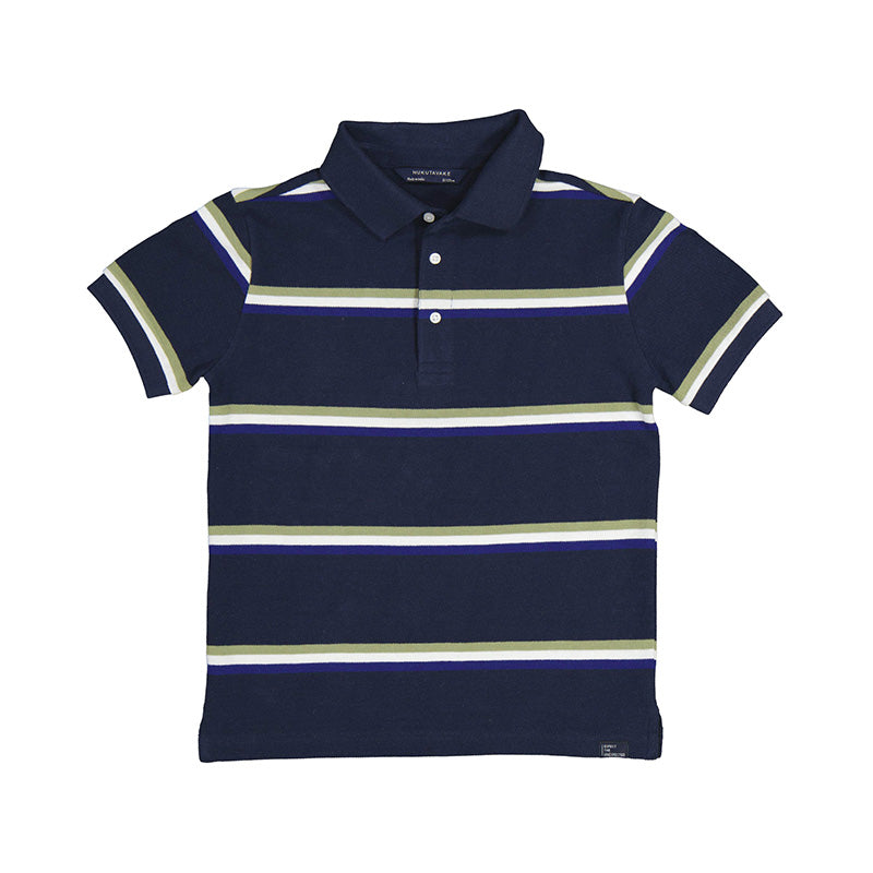 Nukutavake Short Sleeve Striped Polo _Navy 6101-25