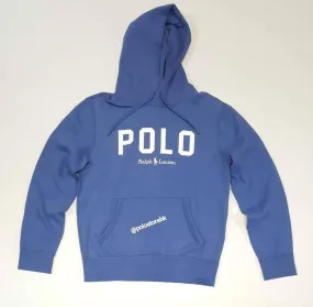 Nwt Polo Ralph Lauren Blue Spellout Logo Big Pony Fleece Hoodie