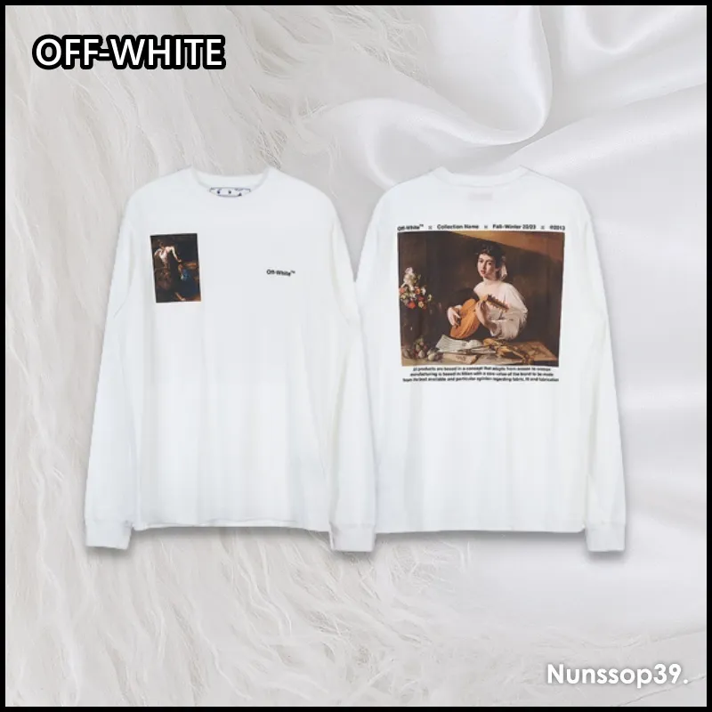 Off-White  |Crew Neck Street Style Long Sleeves Plain Cotton Logo