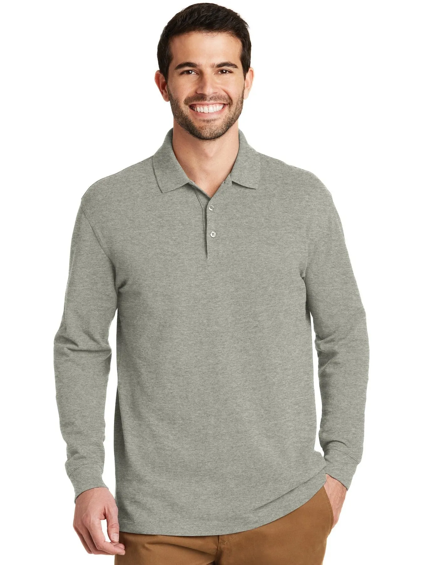 OUTLET-Port AuthorityEZCotton Long Sleeve Polo