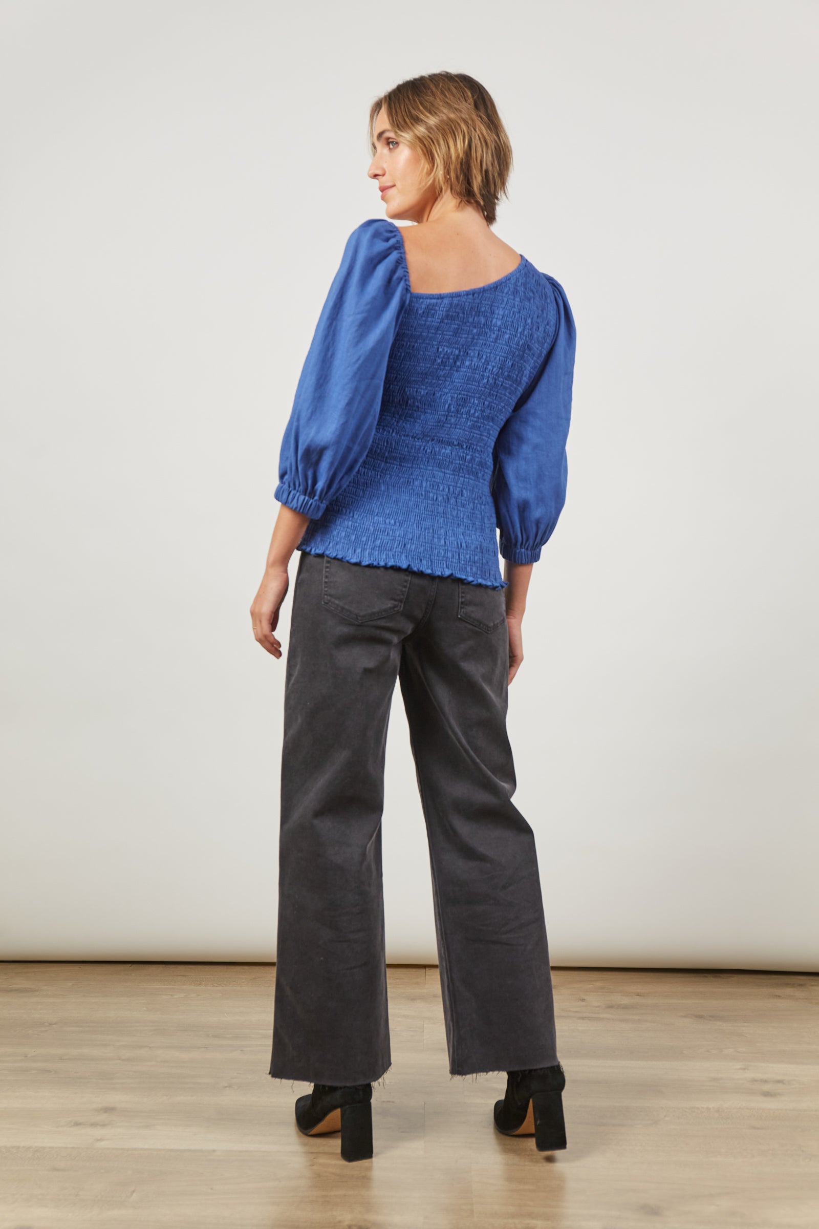 Panorama Shirred Top - Azure