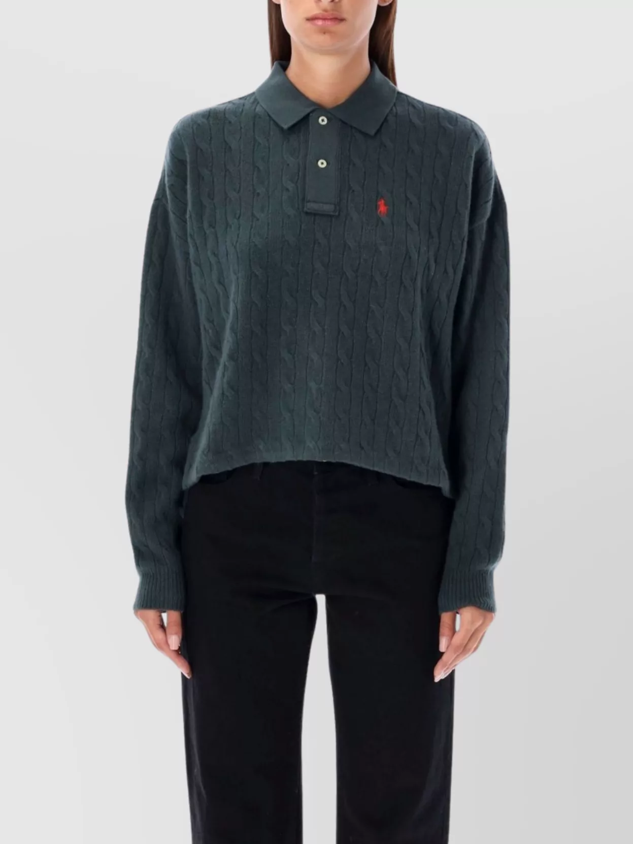 Polo Ralph Lauren   Cable knit crop collar ribbed