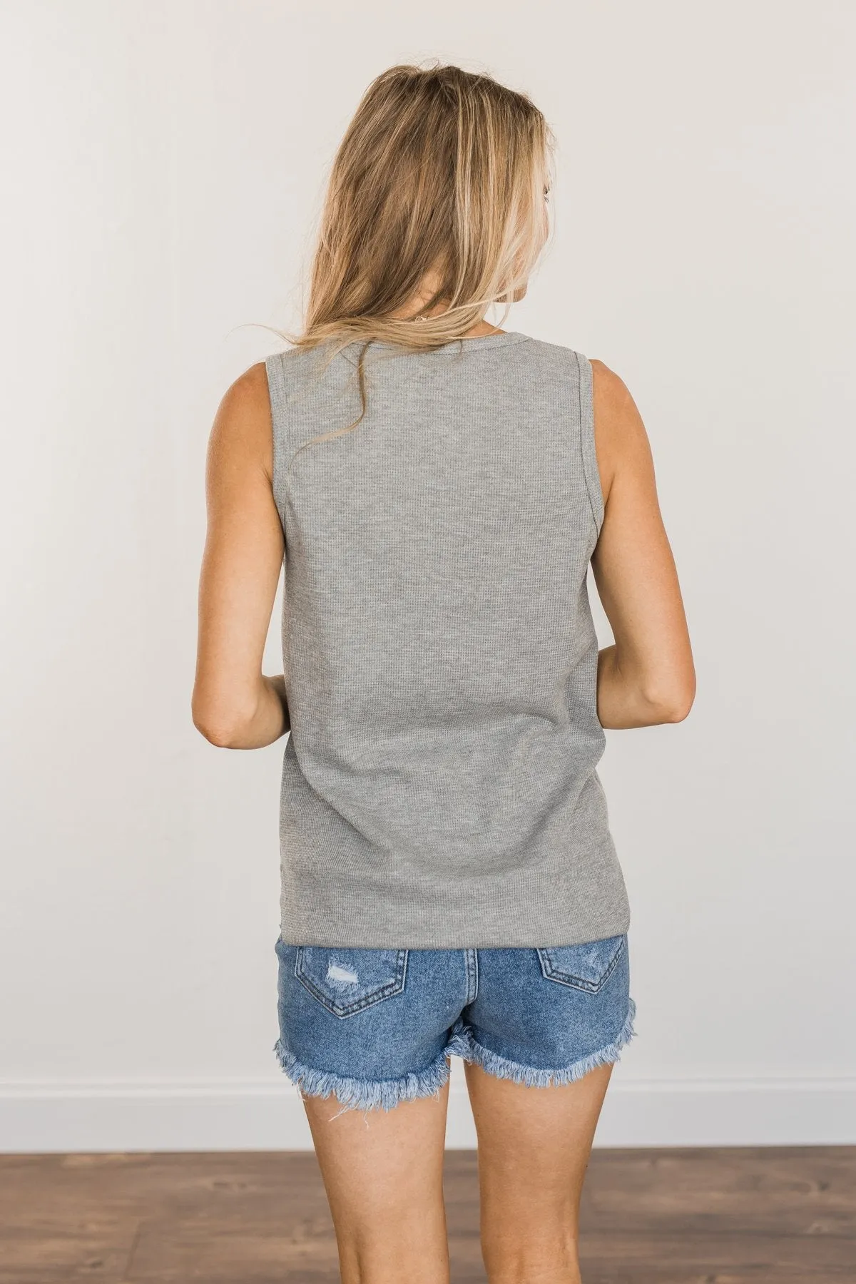 Prove Them Wrong Thermal Knit Tank Top- Grey