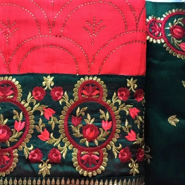 Red colour Silk saree with Embroidery work