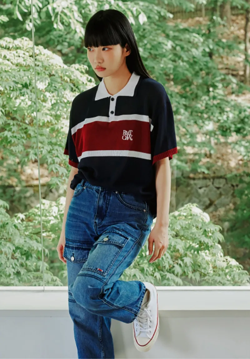 ROMANTIC CROWN  |Unisex Nylon Bi-color Short Sleeves Oversized Logo