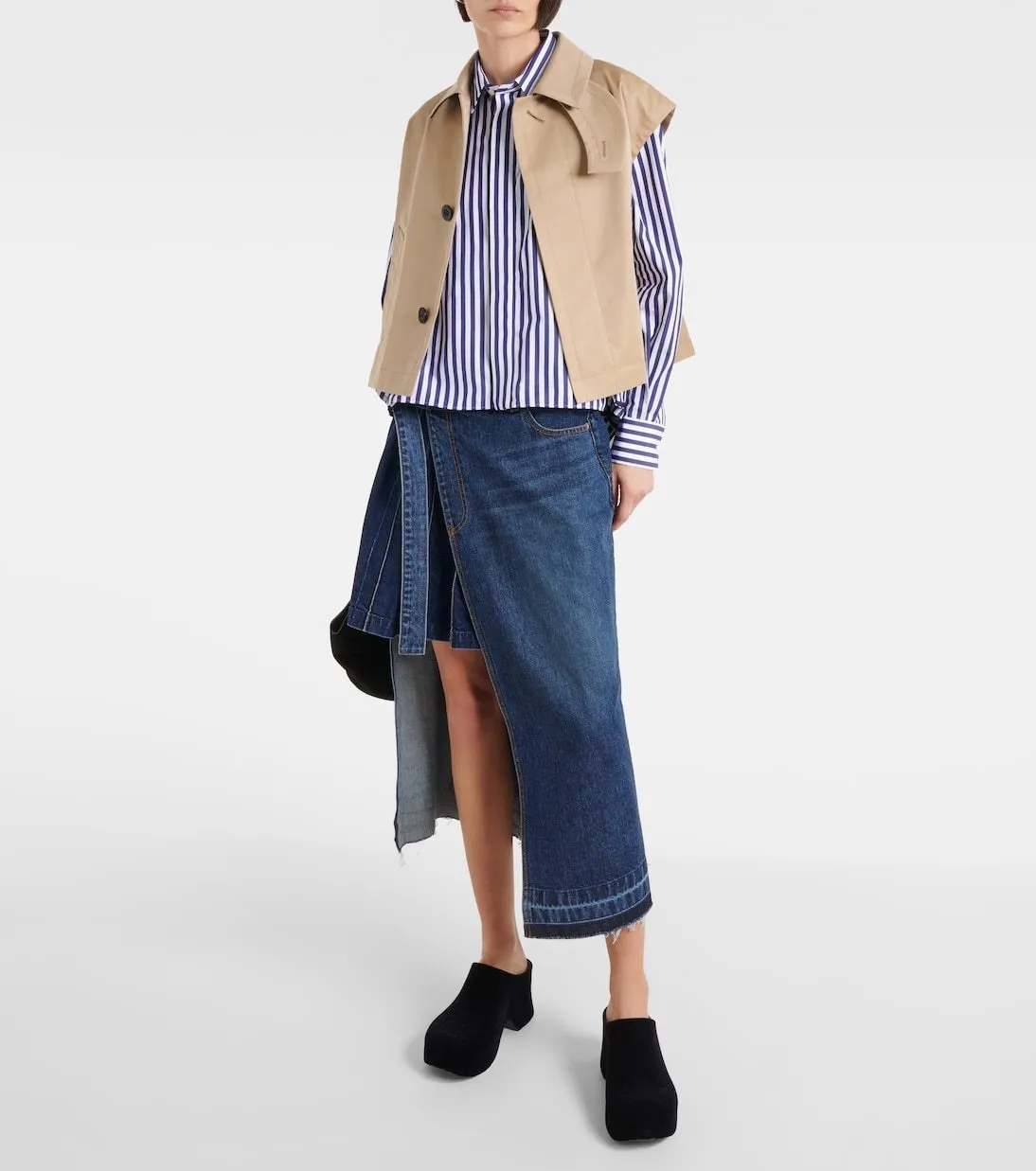 sacai  |Stripes Casual Style Peplum Collaboration Long Sleeves Plain