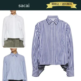 sacai  |Stripes Casual Style Peplum Collaboration Long Sleeves Plain