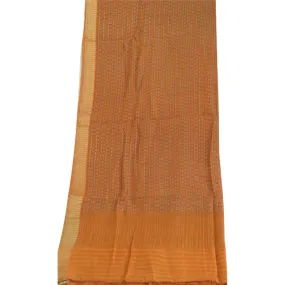 Sanskriti Vintage Long Dupatta Stole Pure Silk Mustard Yellow Printed Woven Veil