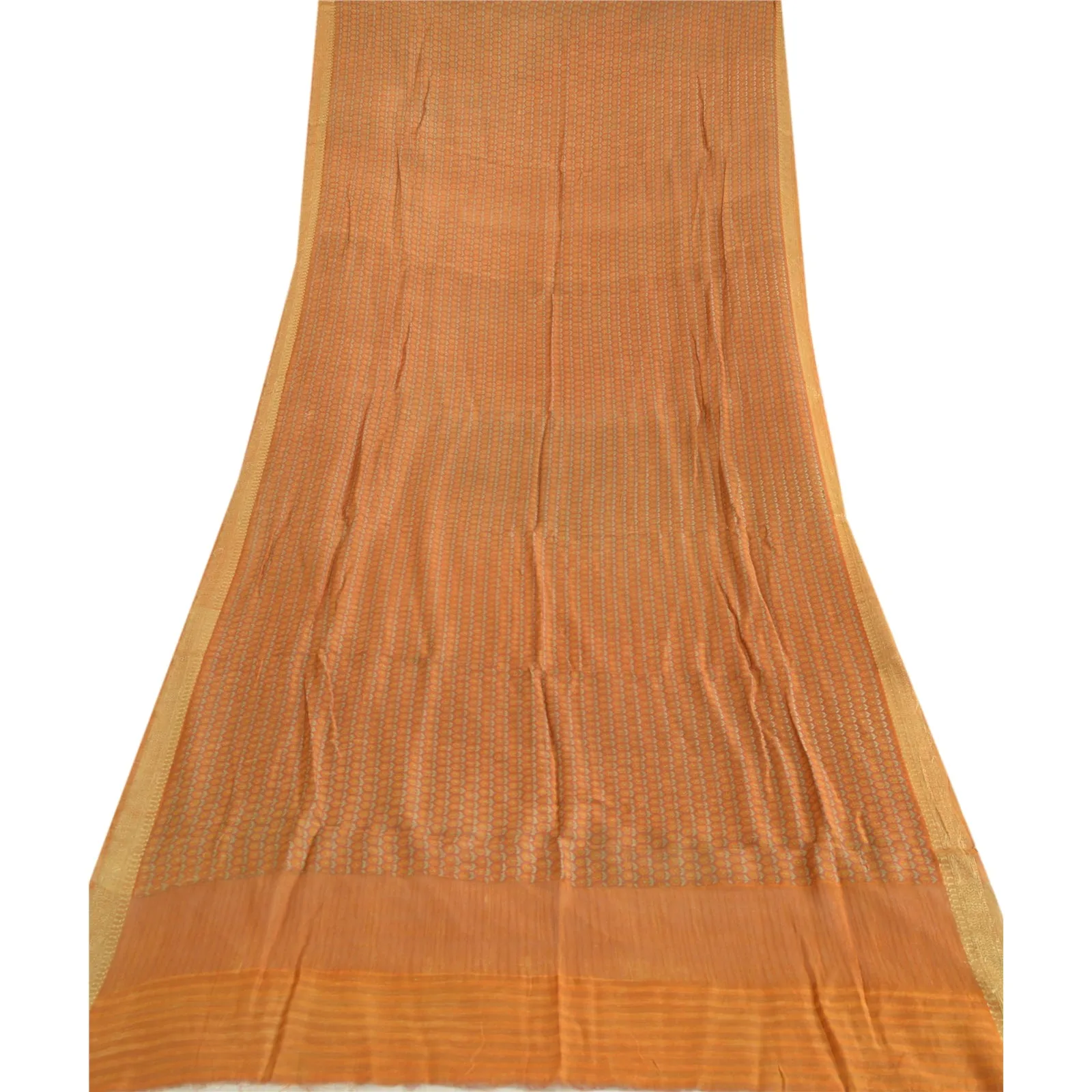 Sanskriti Vintage Long Dupatta Stole Pure Silk Mustard Yellow Printed Woven Veil