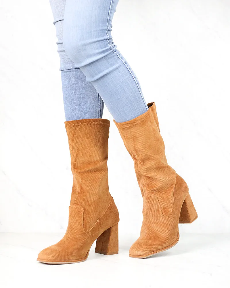 Sbicca - Noelani Corduroy Mid-Calf Boot in Tan