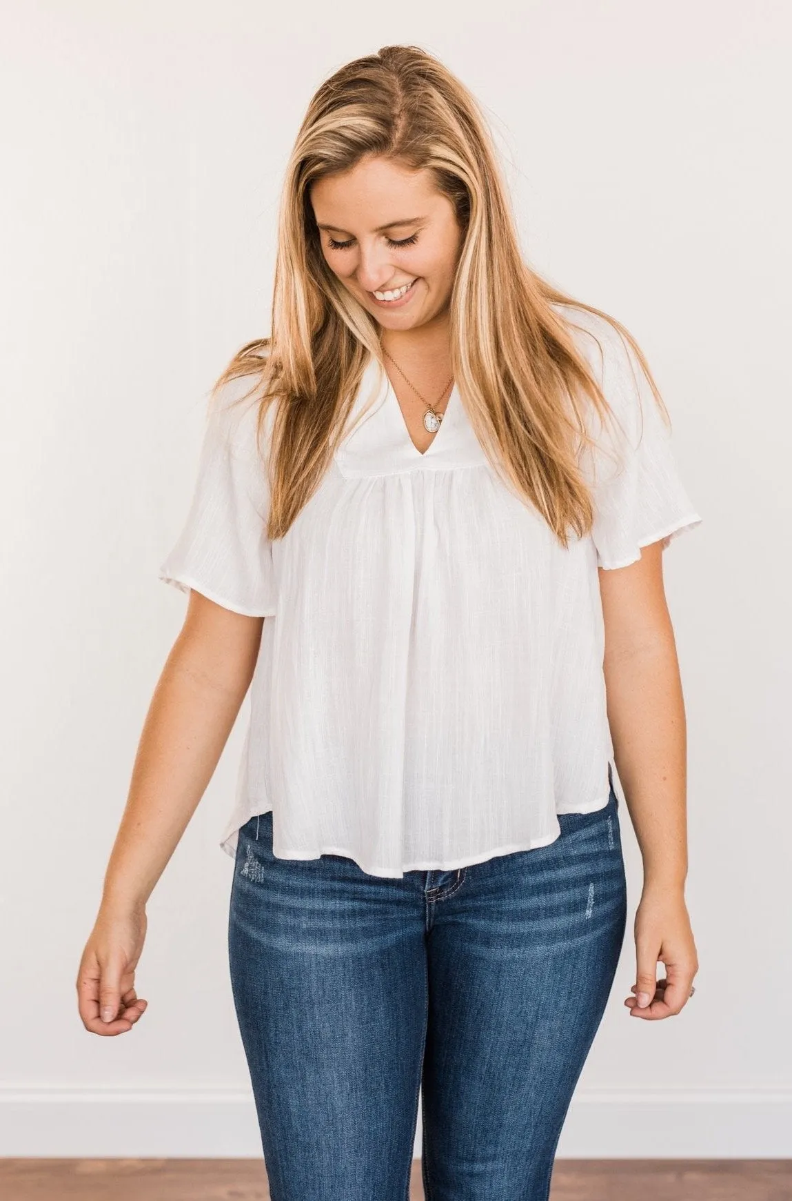 Seize The Moment Peasant Top- Off-White