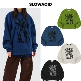 SLOW ACID  |Unisex Street Style Long Sleeves Logo Sweatshirts