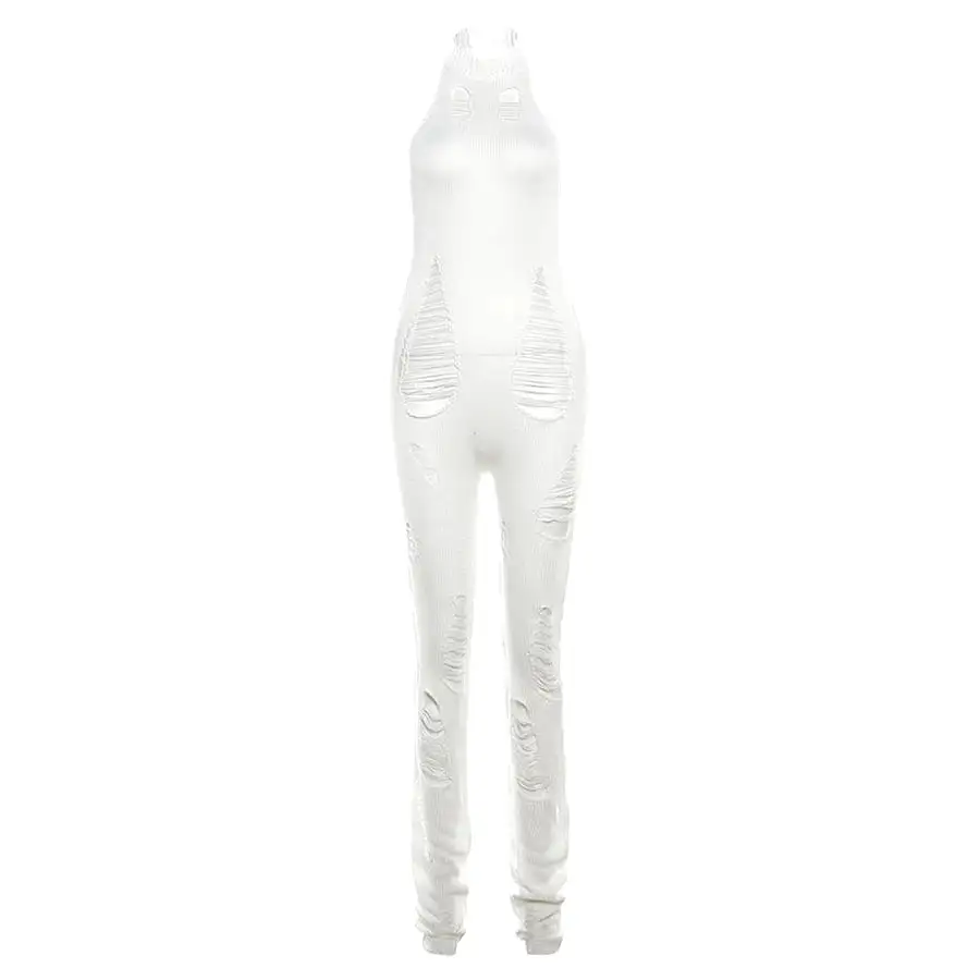 Solid Knitted Jumpsuit Unique Hipster Holes Ladies Jumpsuit Hollow Out Sexy Jumpsuits