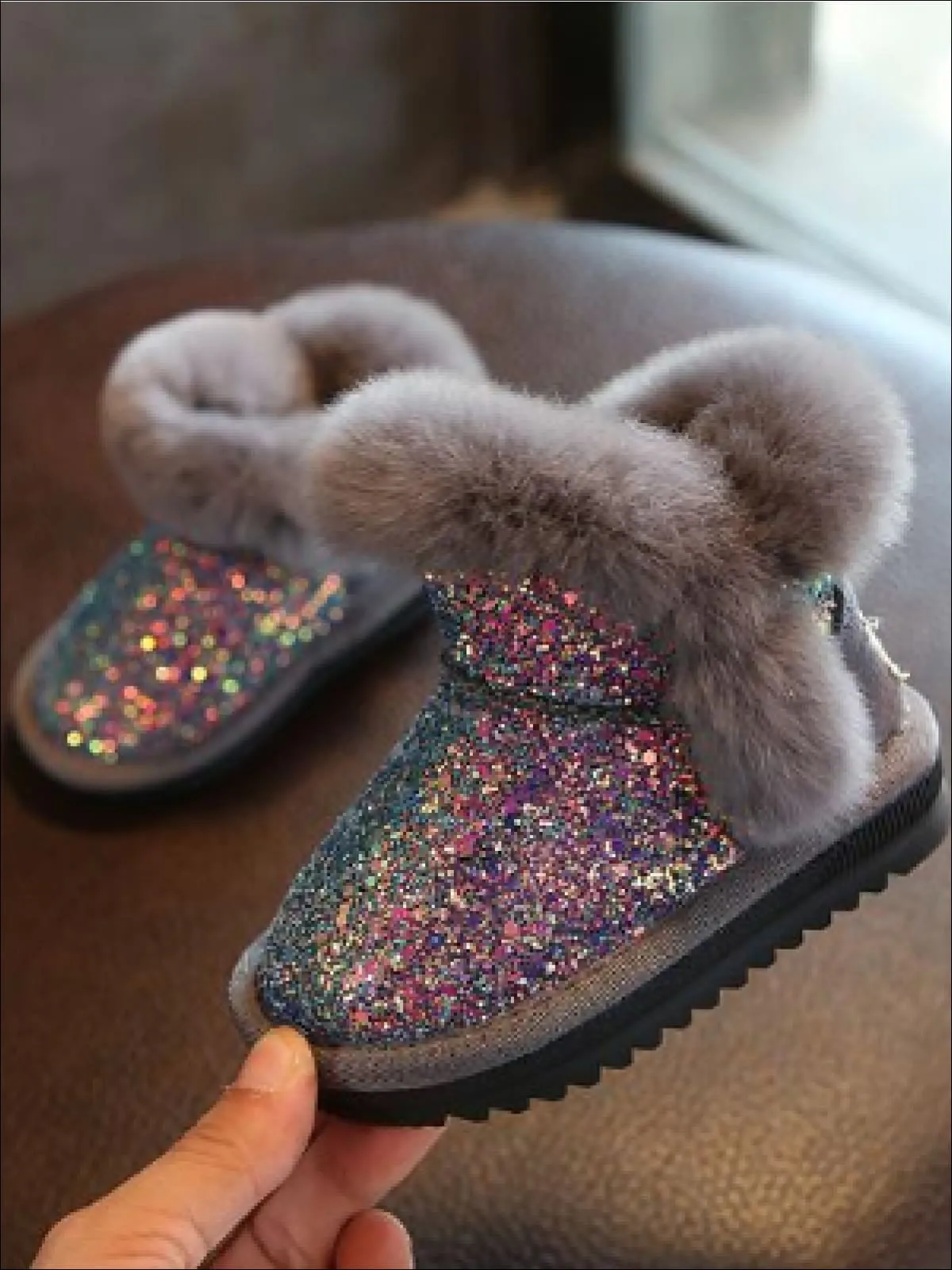 Sparkle Furry Ankle Boots By Liv and Mia