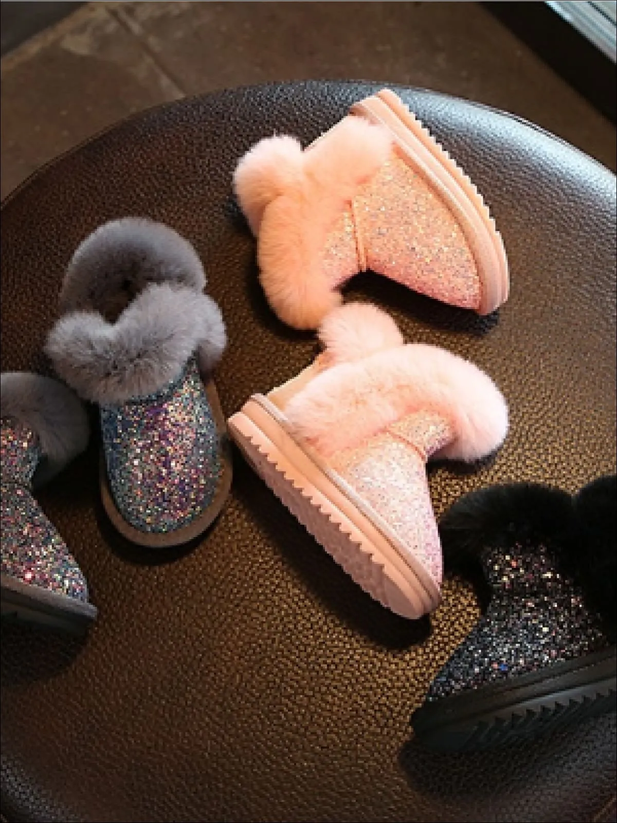 Sparkle Furry Ankle Boots By Liv and Mia