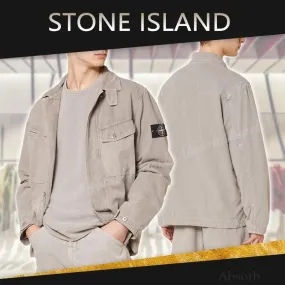 STONE ISLAND  |Street Style Long Sleeves Plain Cotton Logo Shirts