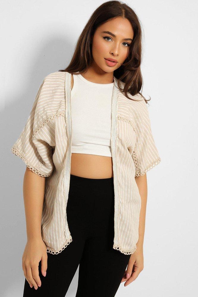 Stripy Crochet Hem Blouse