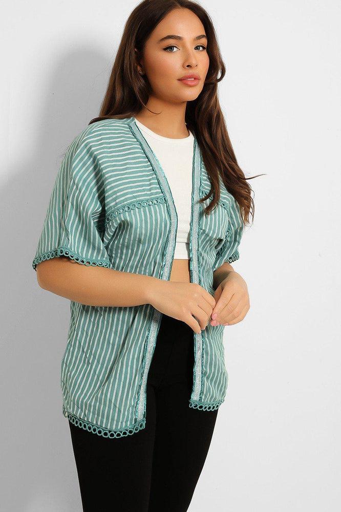 Stripy Crochet Hem Blouse