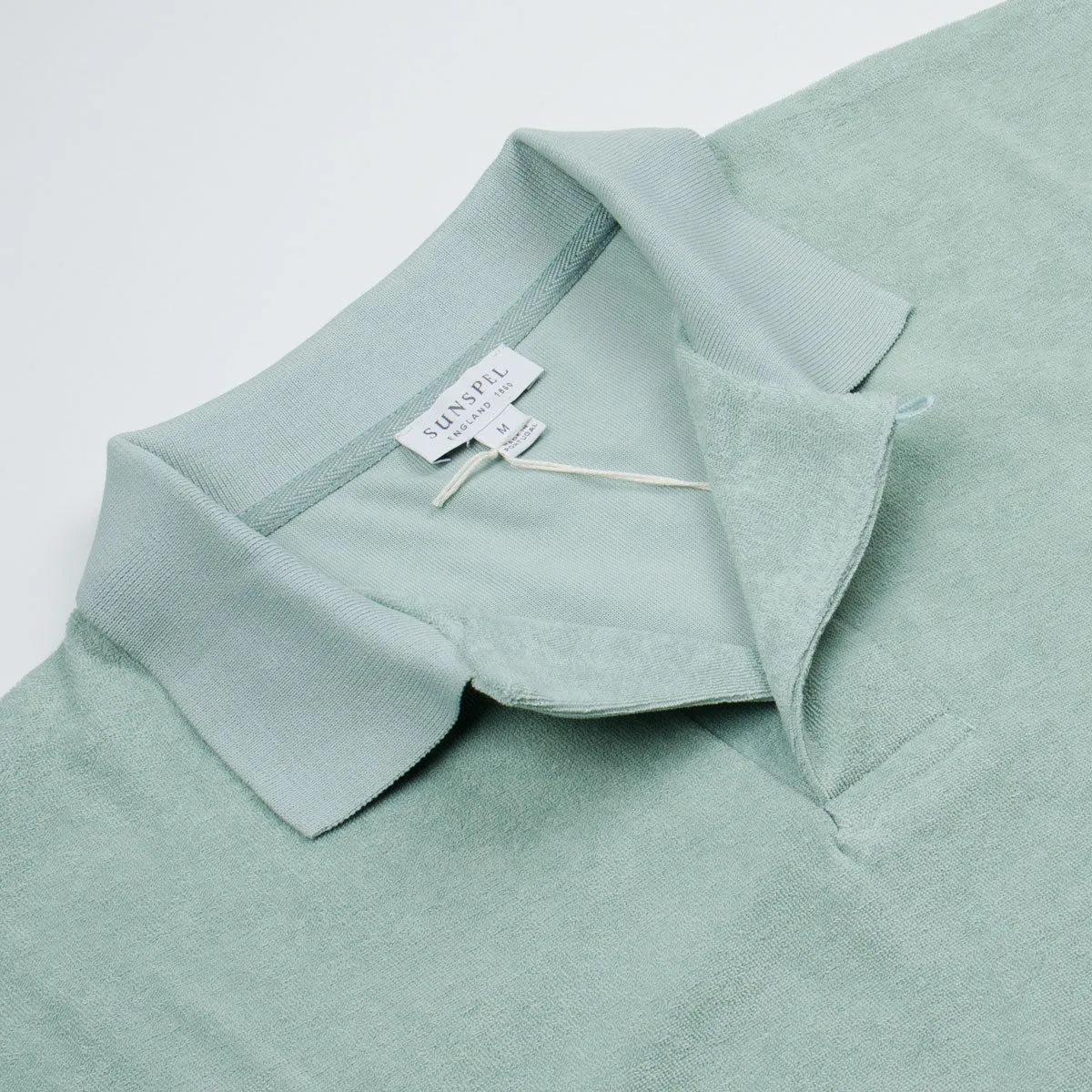 Sunspel - Short Sleeve Terry Polo - Dusky Green