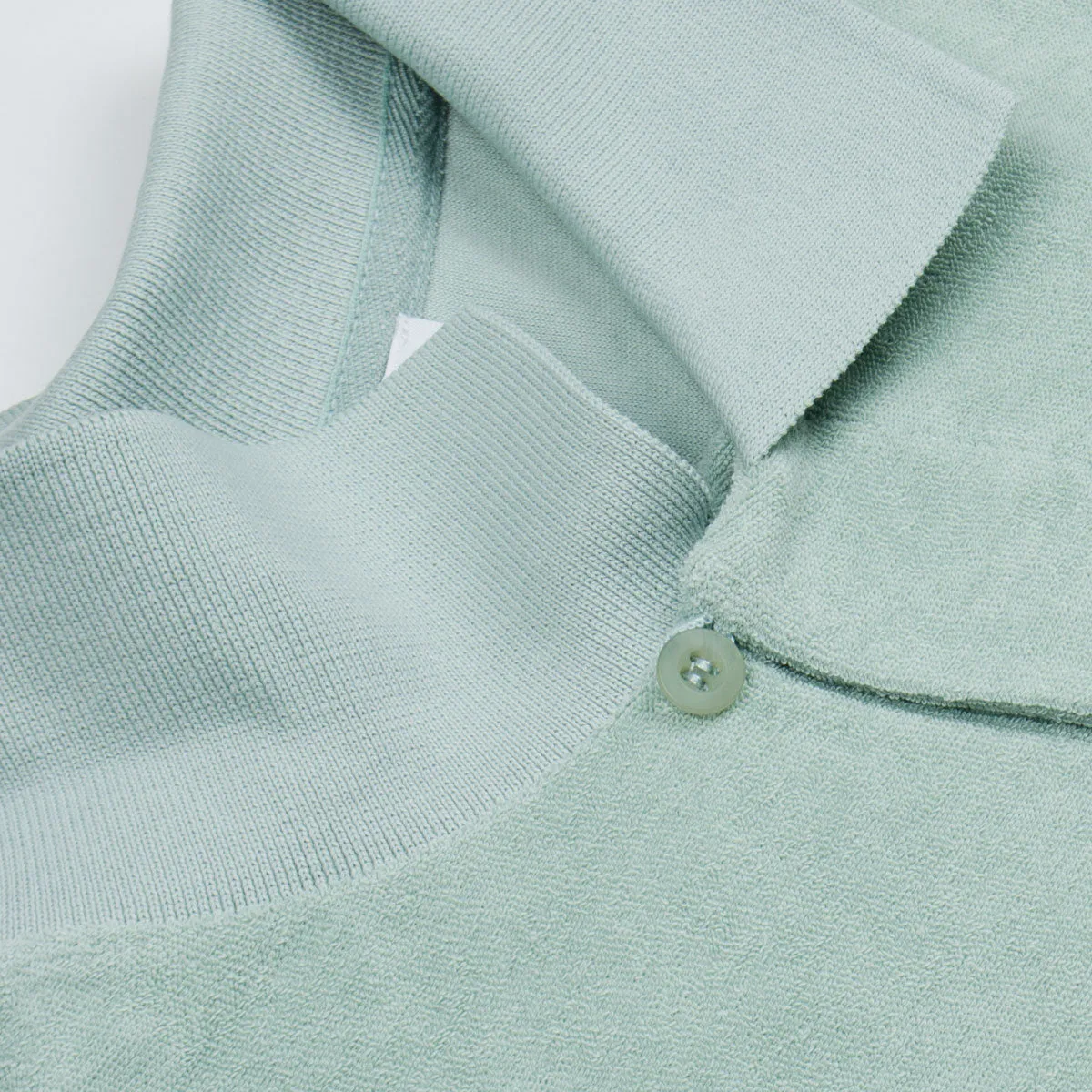 Sunspel - Short Sleeve Terry Polo - Dusky Green