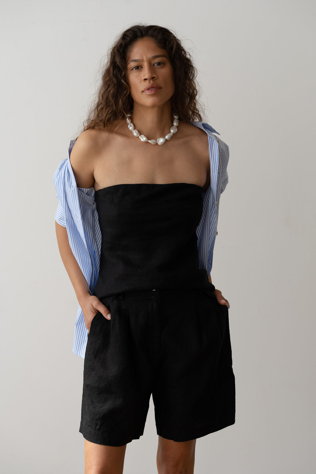 The Linen Tube Top in Jet