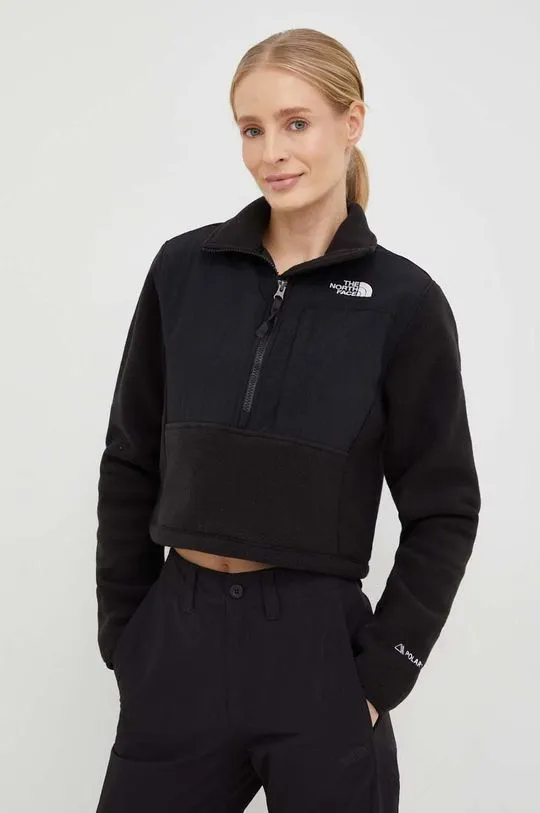 The North Face sweatshirt WOMENS DENALI CROP Fleece women's black color NF0A7WXYJK31