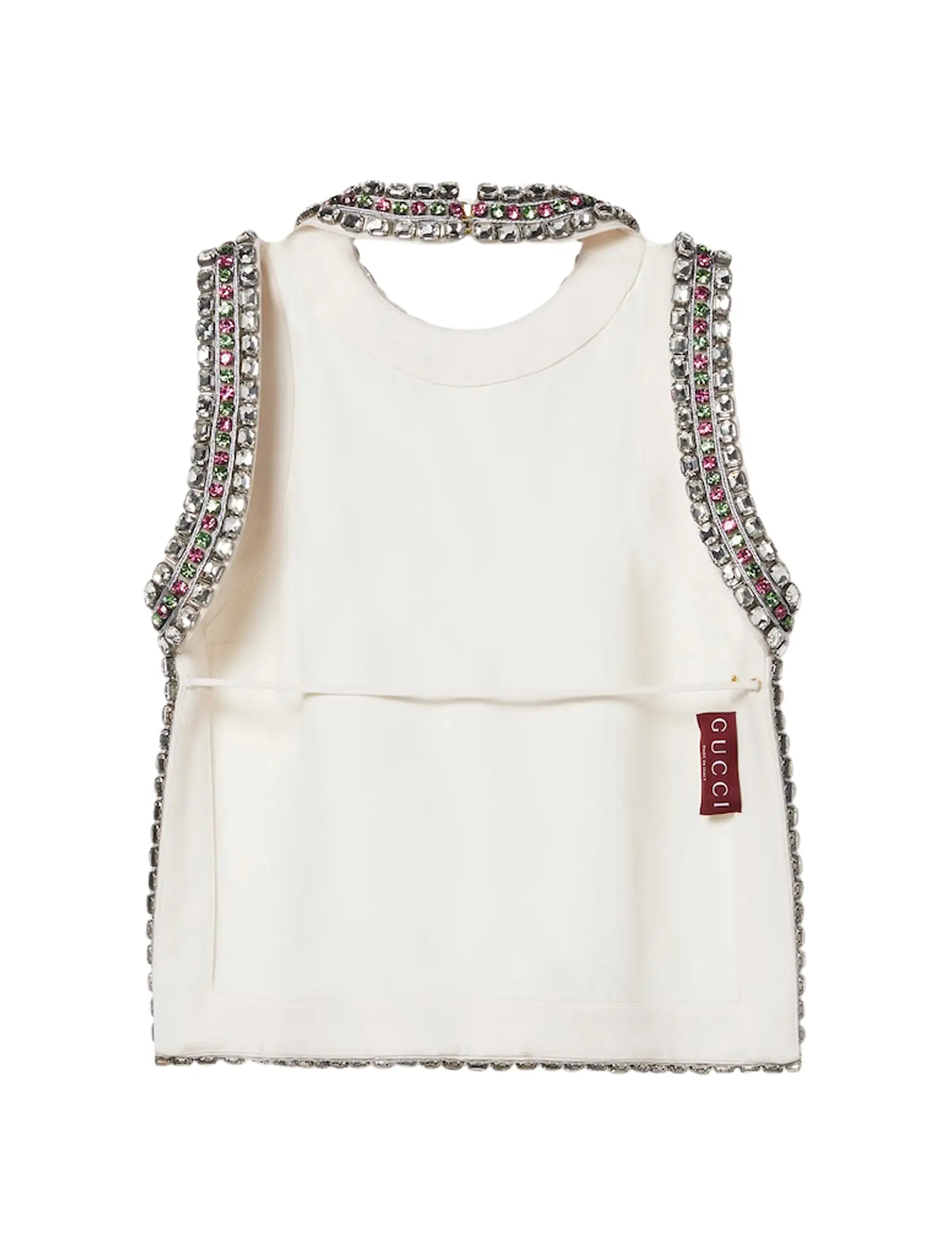 TOP IN WOOL AND SILK WITH CRYSTAL EMBROIDERY