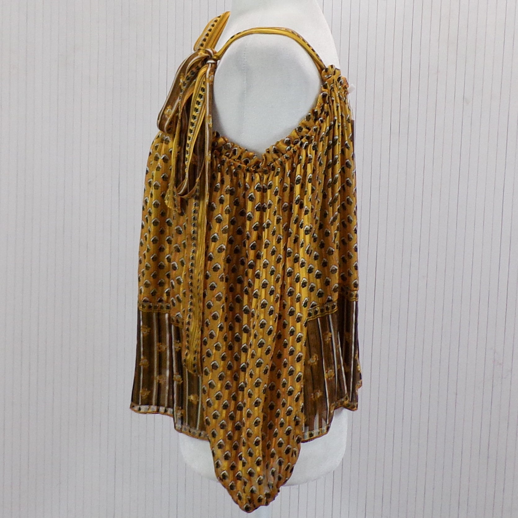 Ulla Johnson Brand New Gold & Mustard Print Silk Top XXS/XS