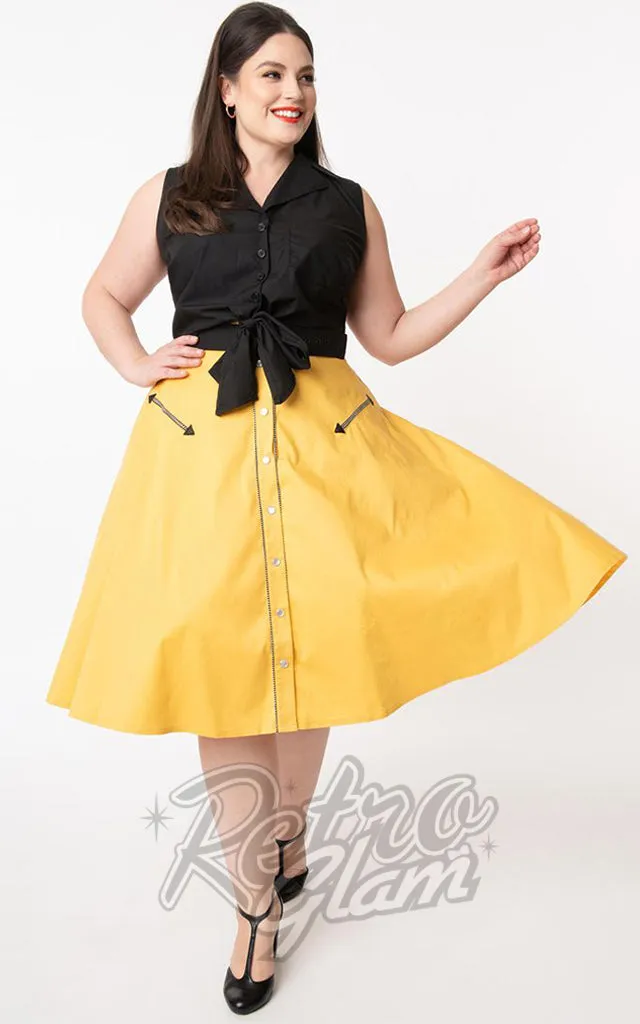 Unique Vintage Oakley Swing Skirt in Mustard Yellow