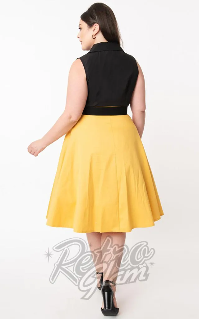 Unique Vintage Oakley Swing Skirt in Mustard Yellow