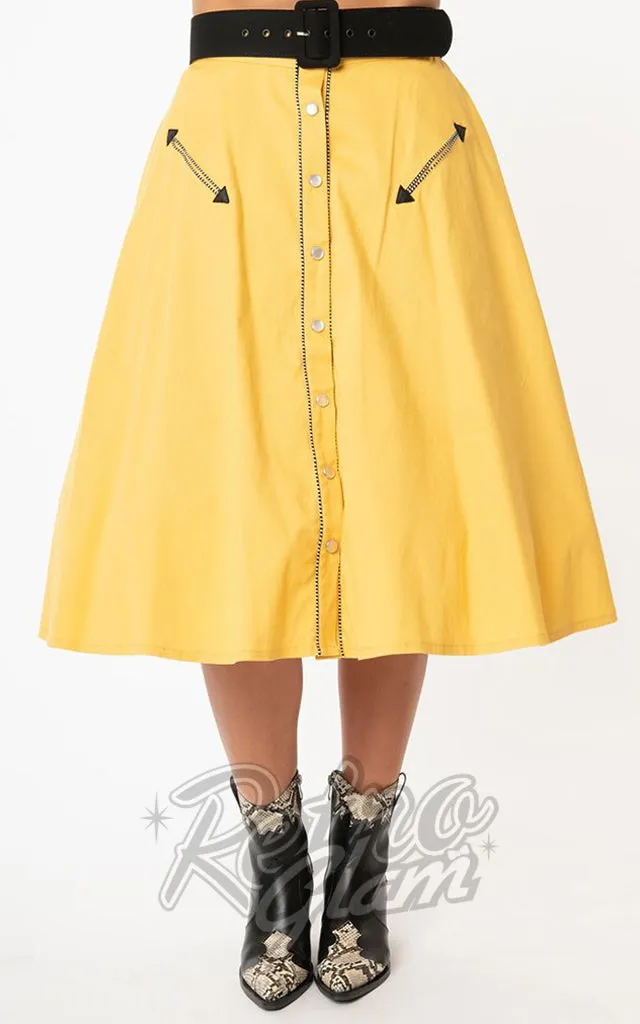 Unique Vintage Oakley Swing Skirt in Mustard Yellow