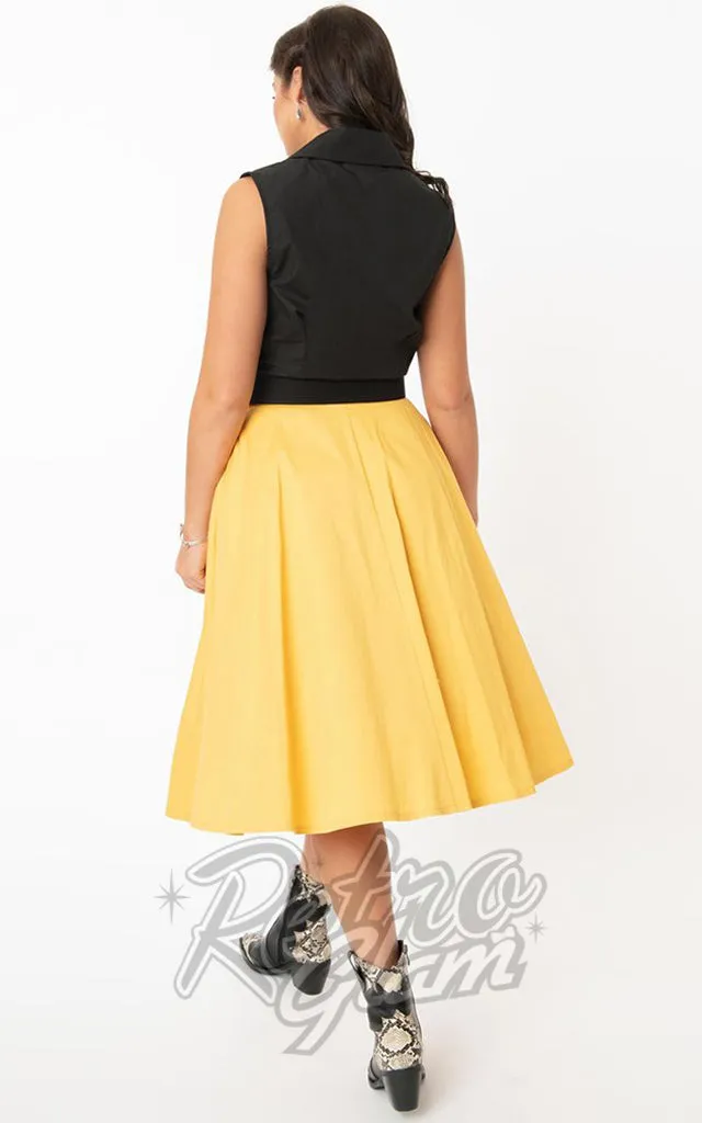 Unique Vintage Oakley Swing Skirt in Mustard Yellow