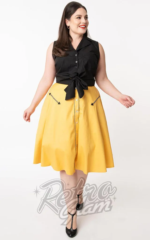 Unique Vintage Oakley Swing Skirt in Mustard Yellow