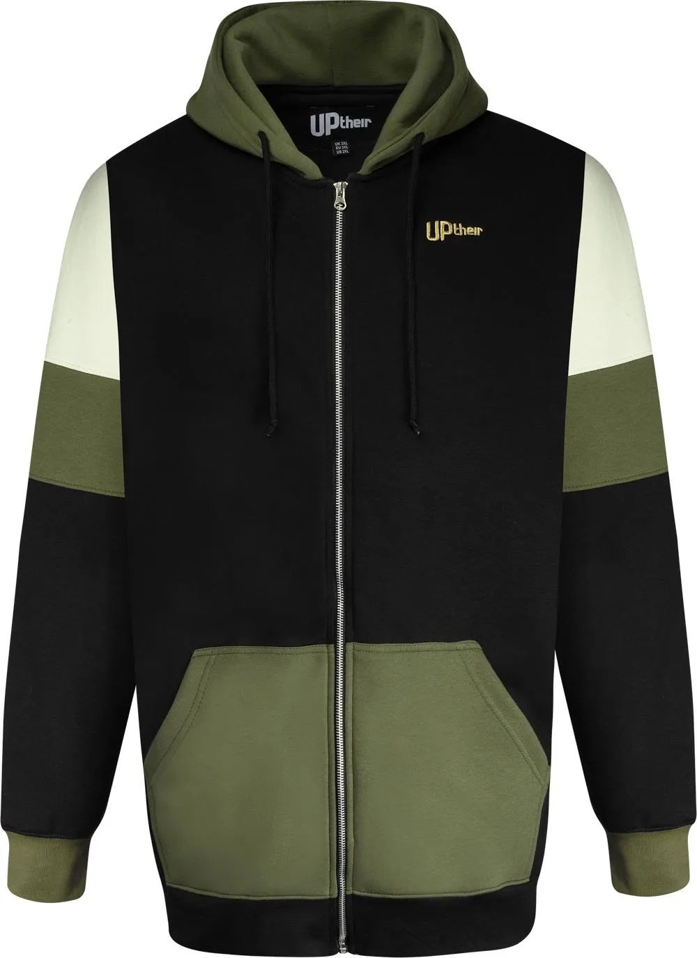 Uptheir Bronx Colour Block Zip Through Hoodie - Black