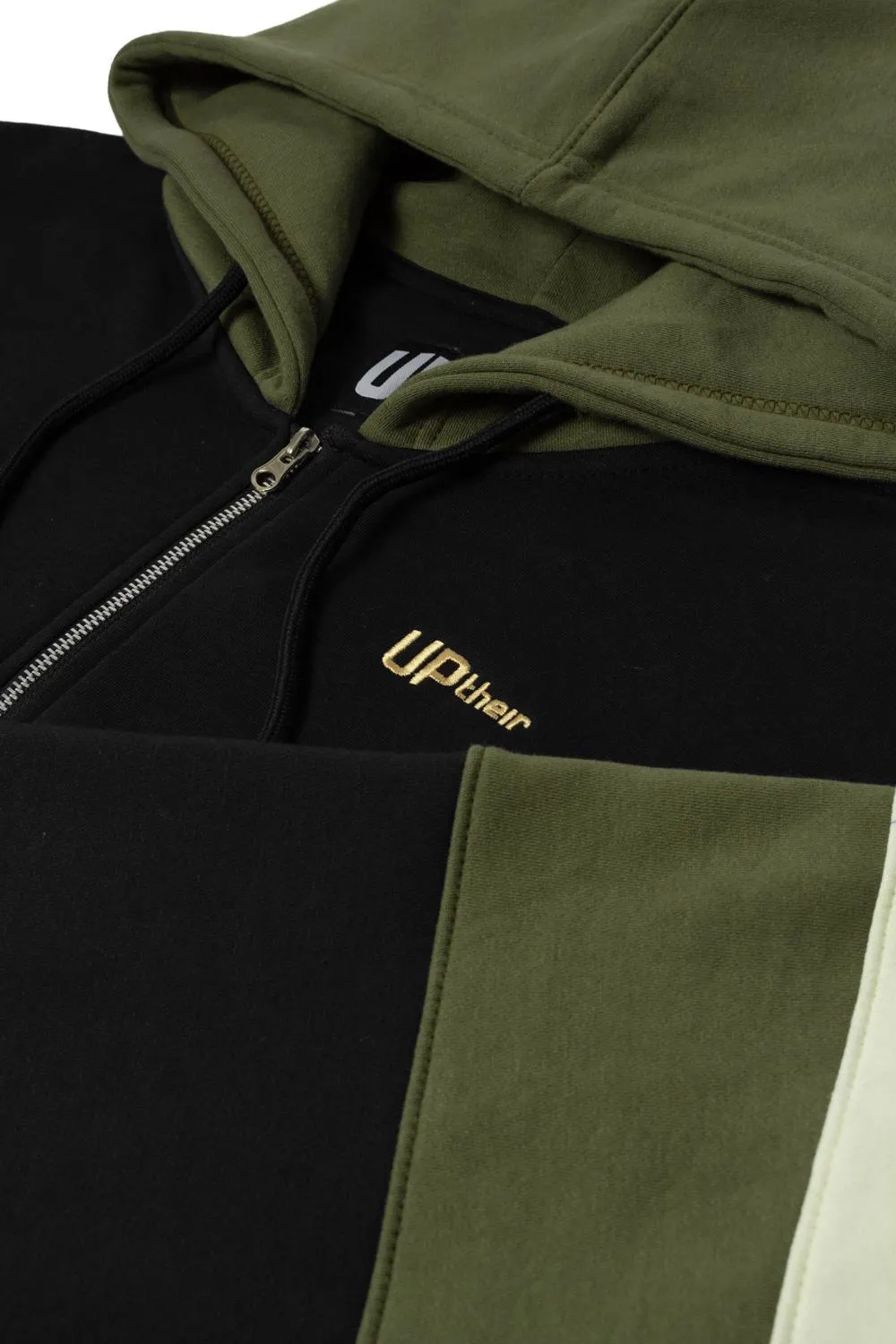 Uptheir Bronx Colour Block Zip Through Hoodie - Black