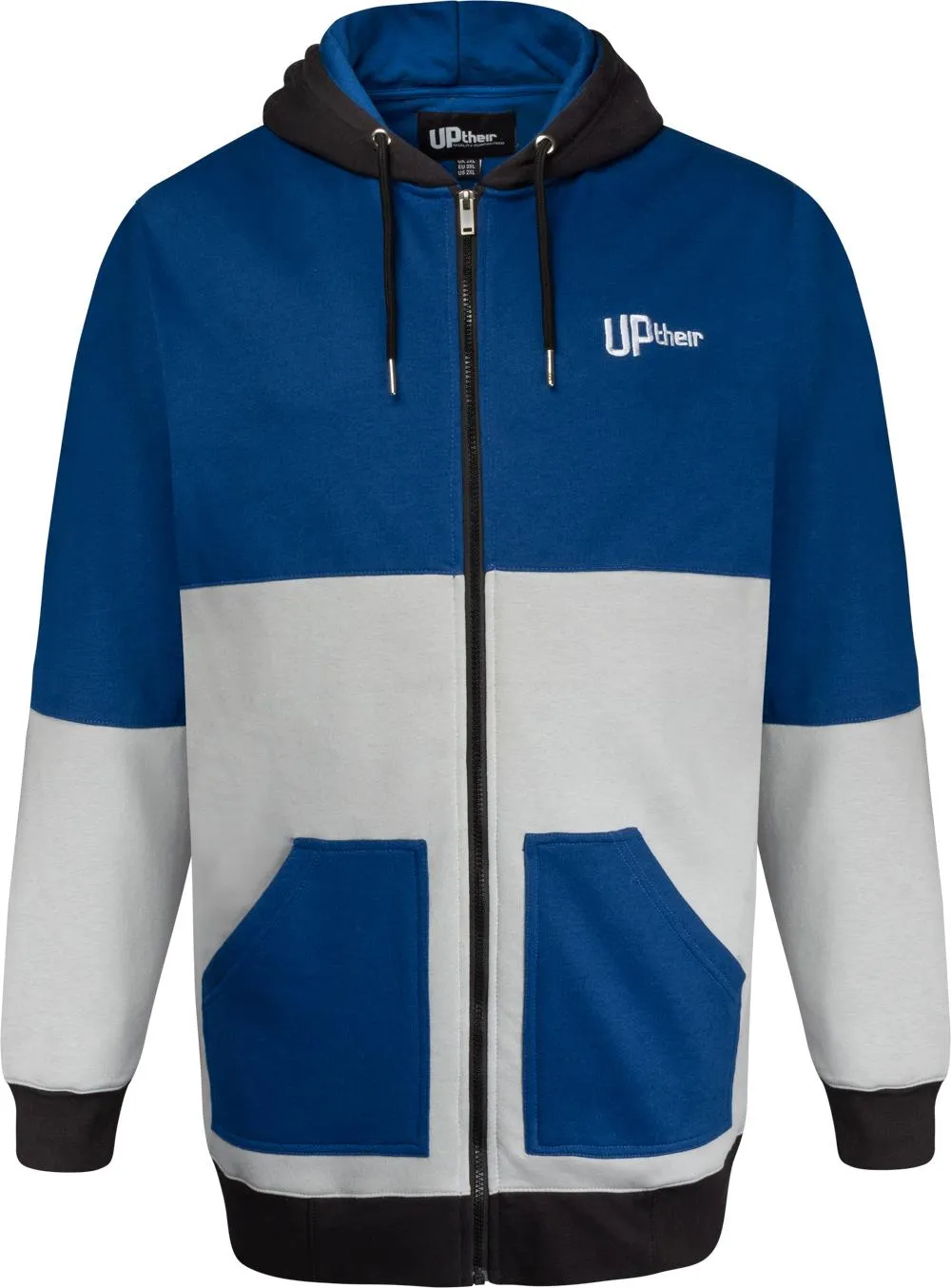 Uptheir Cutting Zip Through Pocket Hoody - Blue