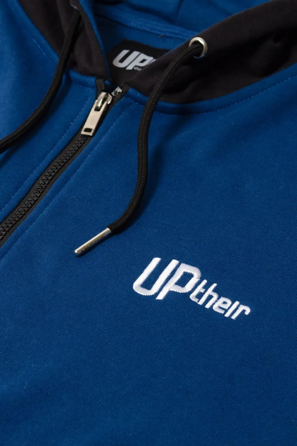 Uptheir Cutting Zip Through Pocket Hoody - Blue