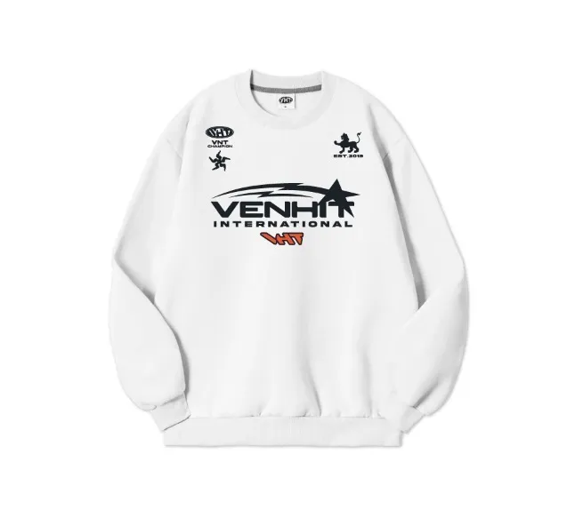 VENHIT  |Unisex U-Neck Long Sleeves Logo Sweatshirts