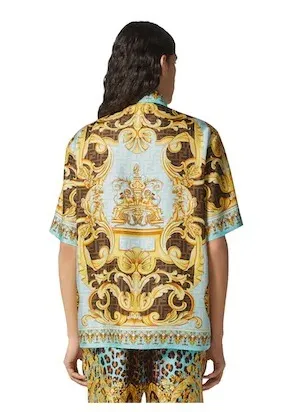 VERSACE  |Monogram Silk Street Style Long Sleeves Logo Luxury Shirts