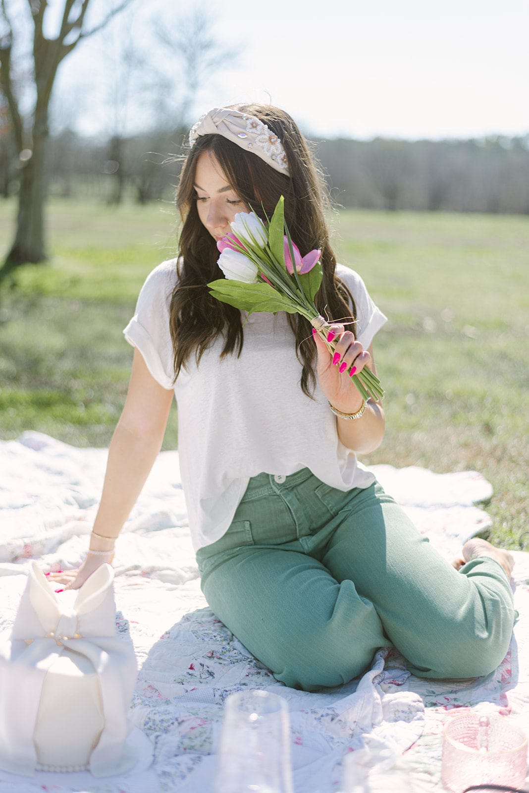 White Short Sleeve Linen Tee