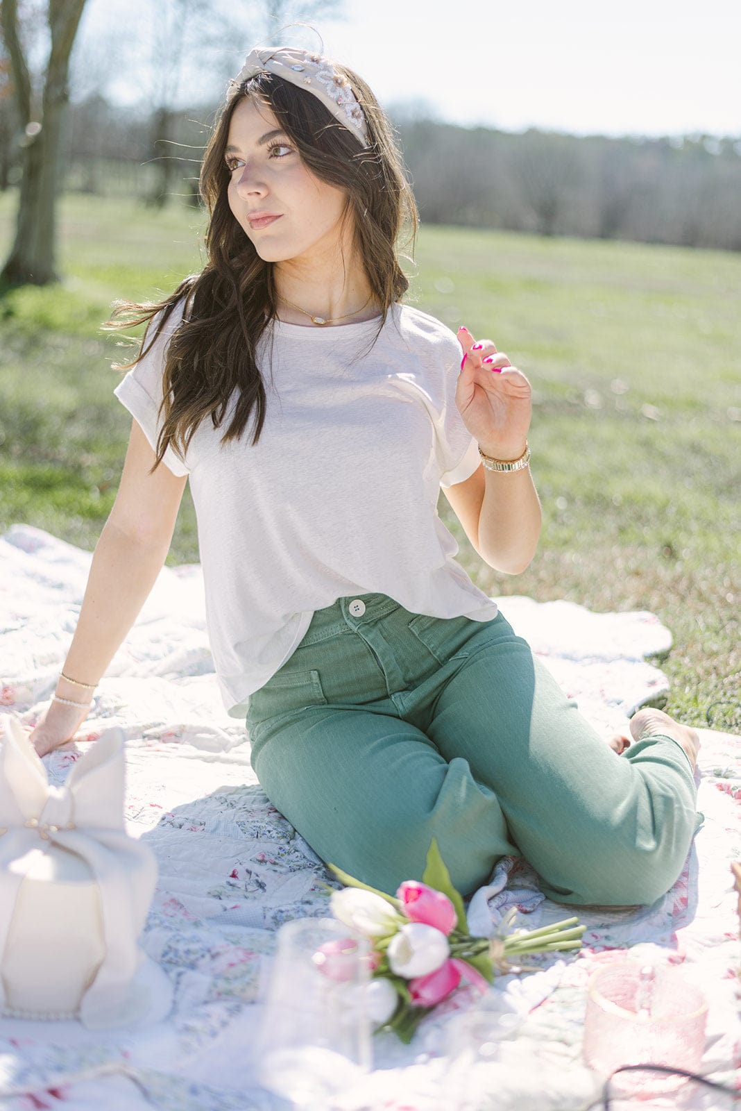 White Short Sleeve Linen Tee