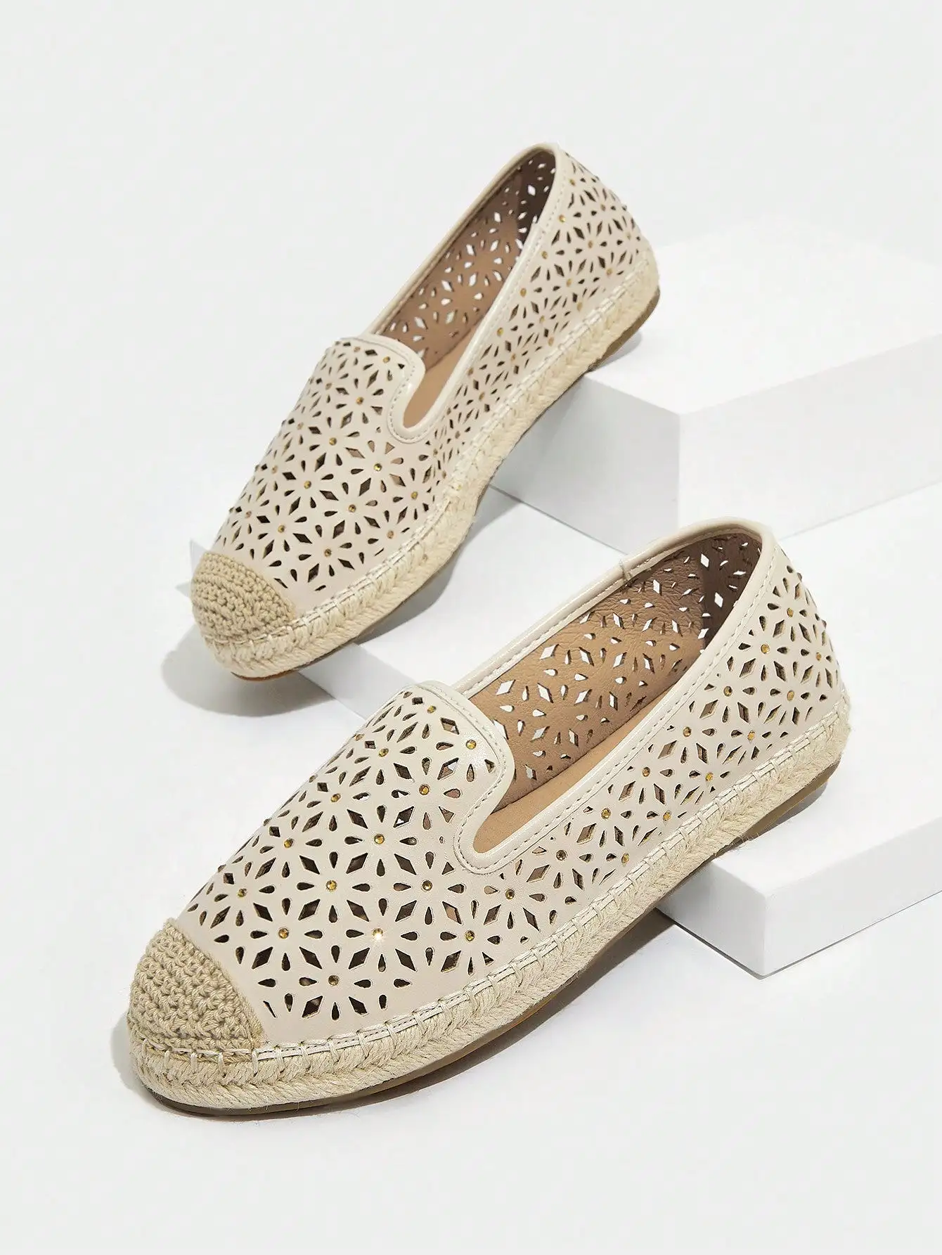 Women Hollow Out Design Slip-on Flats, Vacation Espadrille Flats