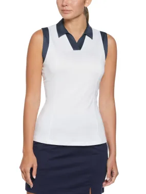 Womens Color Block V-Placket Golf Polo