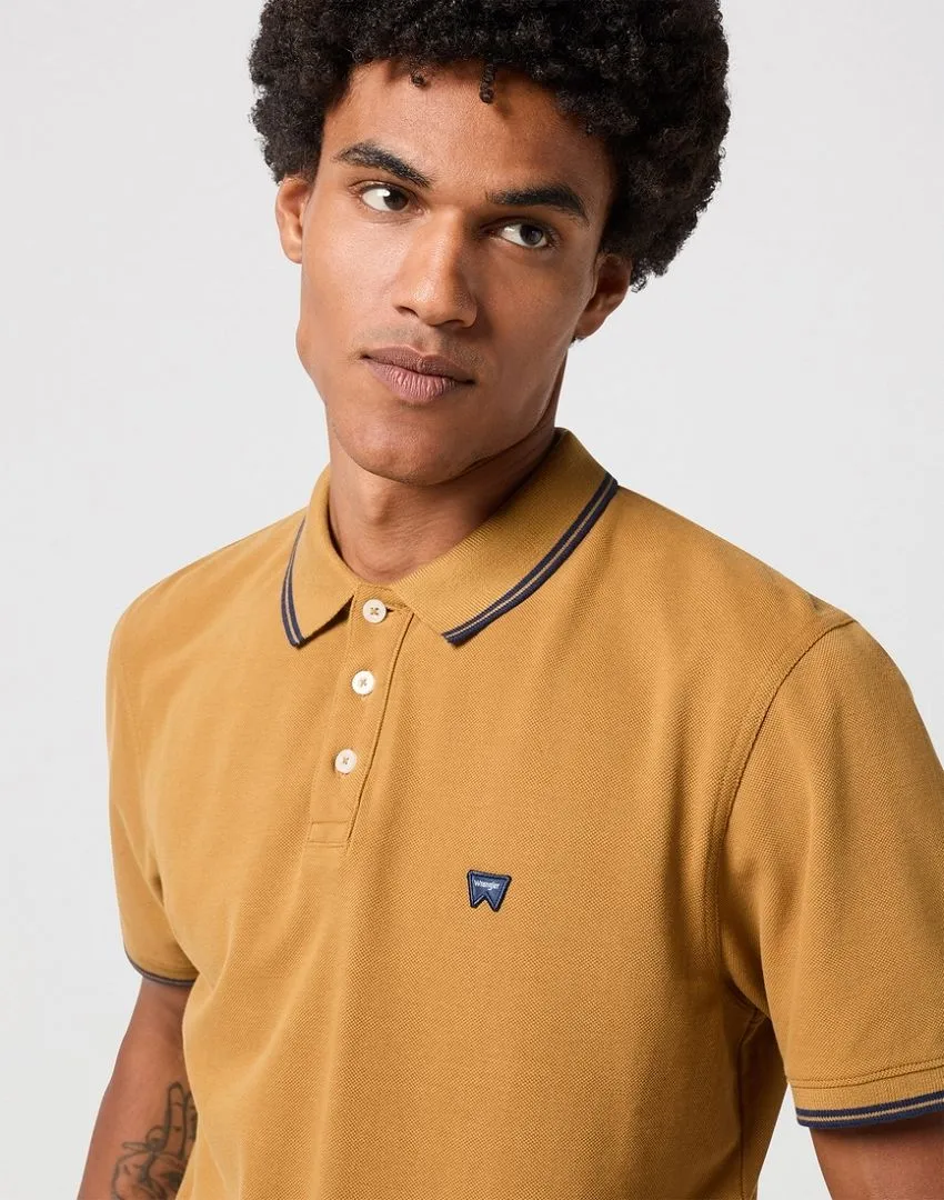 Wrangler Tipped Short Sleeve Polo Shirt Dijon