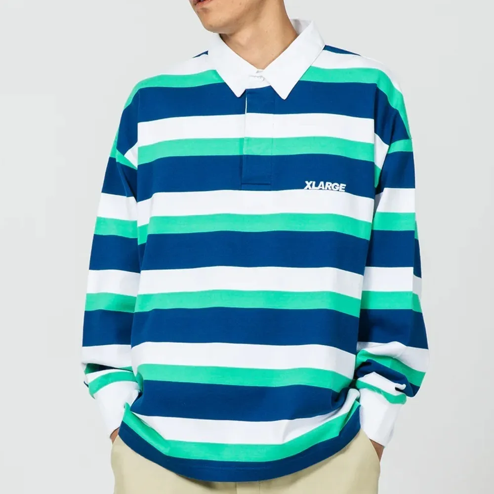 X-Large  |Stripes Unisex Street Style Long Sleeves Plain Cotton Logo