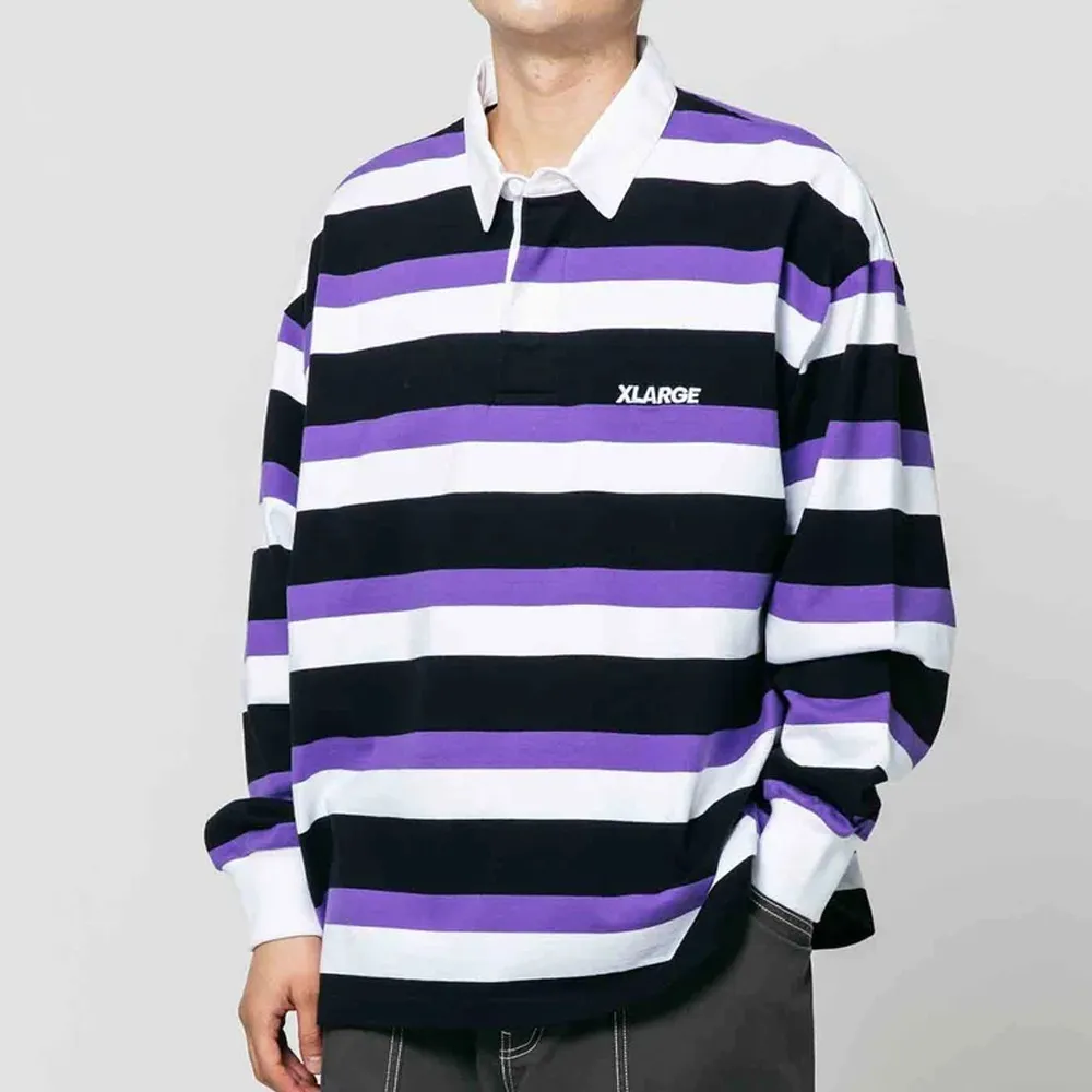 X-Large  |Stripes Unisex Street Style Long Sleeves Plain Cotton Logo