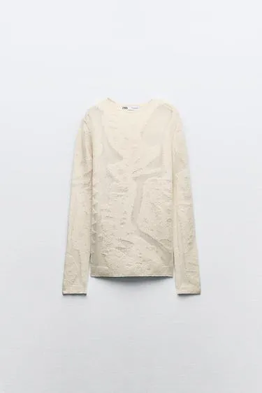 ZARA  |Casual Style Long Sleeves Cotton V-neck & Crew neck